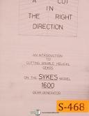 Sykes-Sykes Model 1600, Gear Generator, Installation and Operations Manual-1600-01